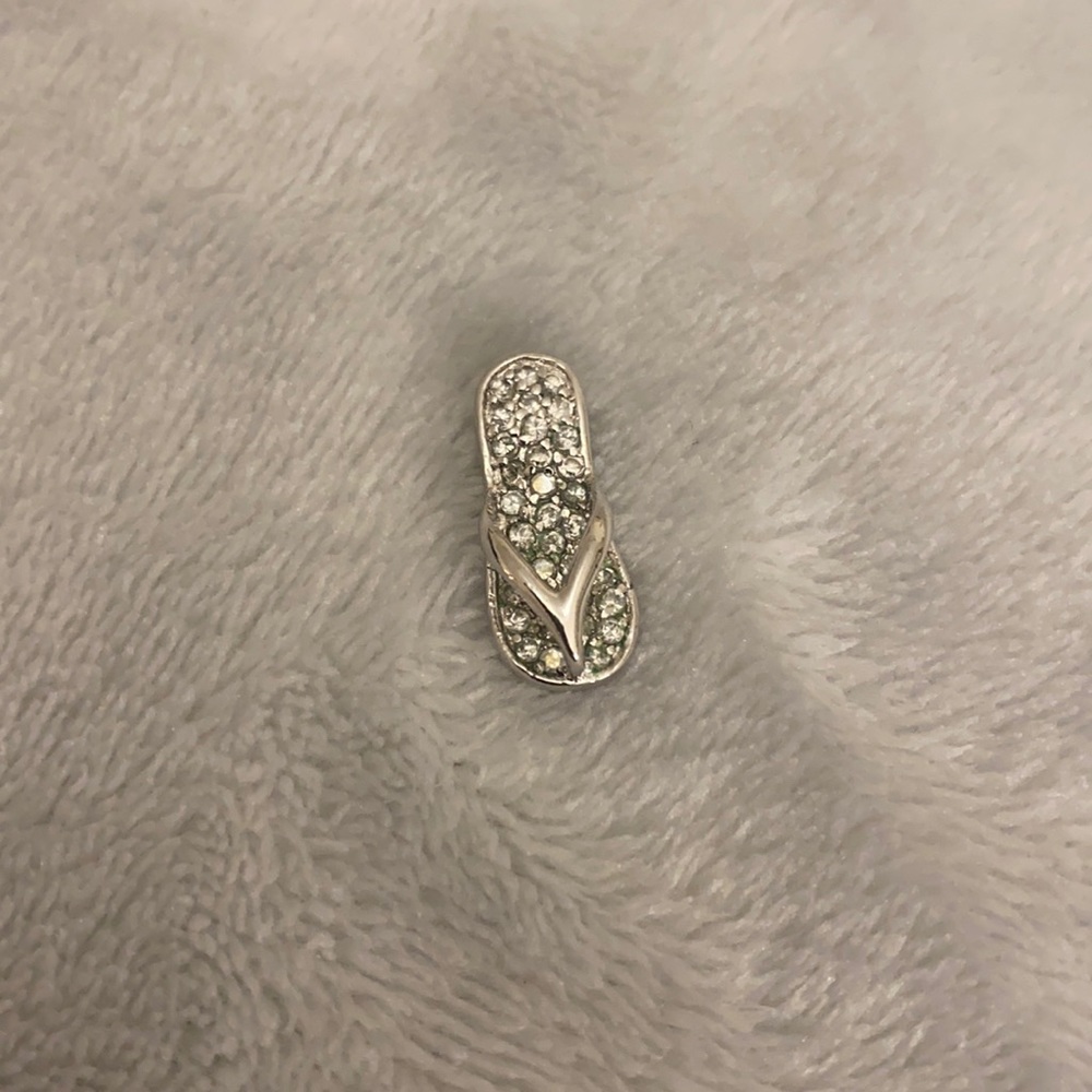 Sterling Silver Cubic Zirconia Flip Flop Charm